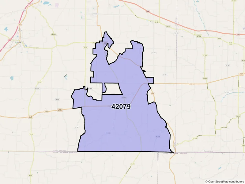 Map of ZIP Code 42079 — Sedalia, KY