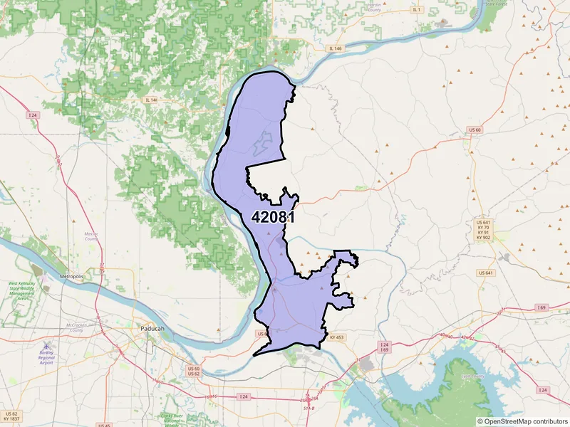 Map of ZIP Code 42081 — Smithland, KY