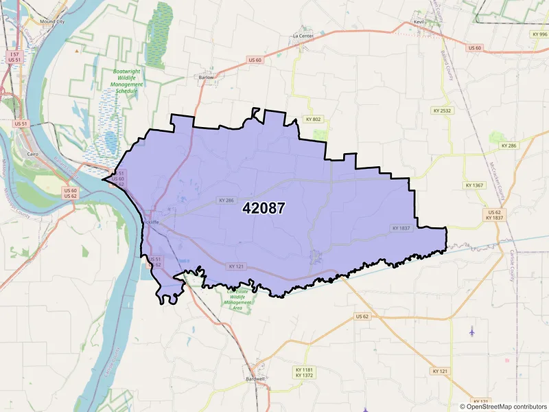 Map of Wickliffe, Kentucky and ZIP codes