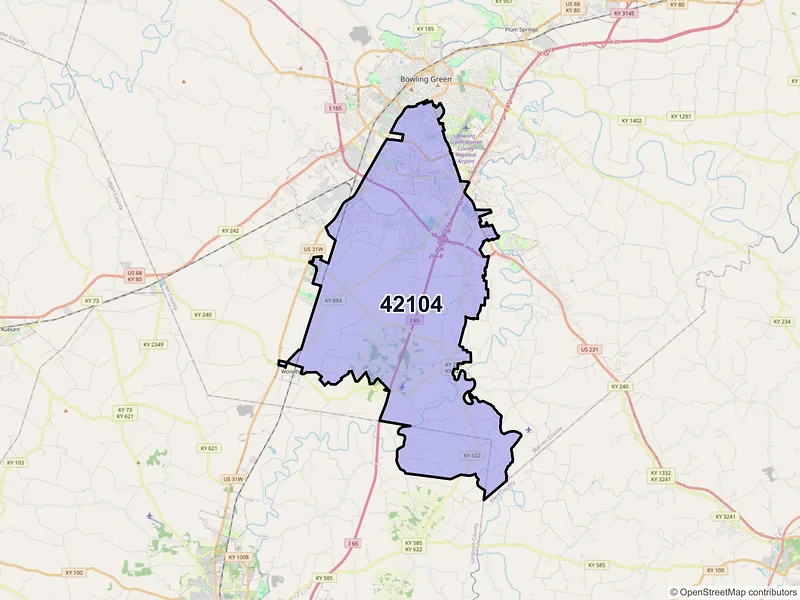 Map of ZIP Code 42104 — Bowling Green, KY