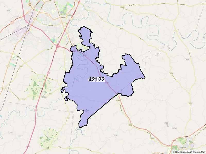 Map of ZIP Code 42122 — Alvaton, KY
