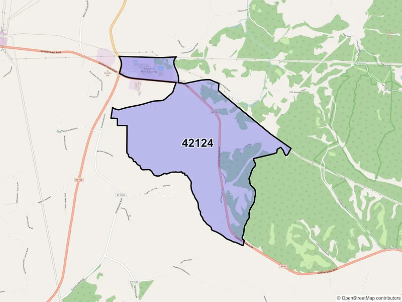Map of ZIP Code 42124 — Beaumont, KY