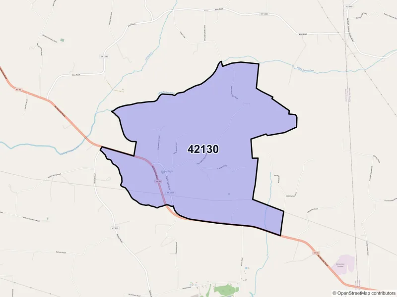Map of ZIP Code 42130 — Eighty Eight, KY