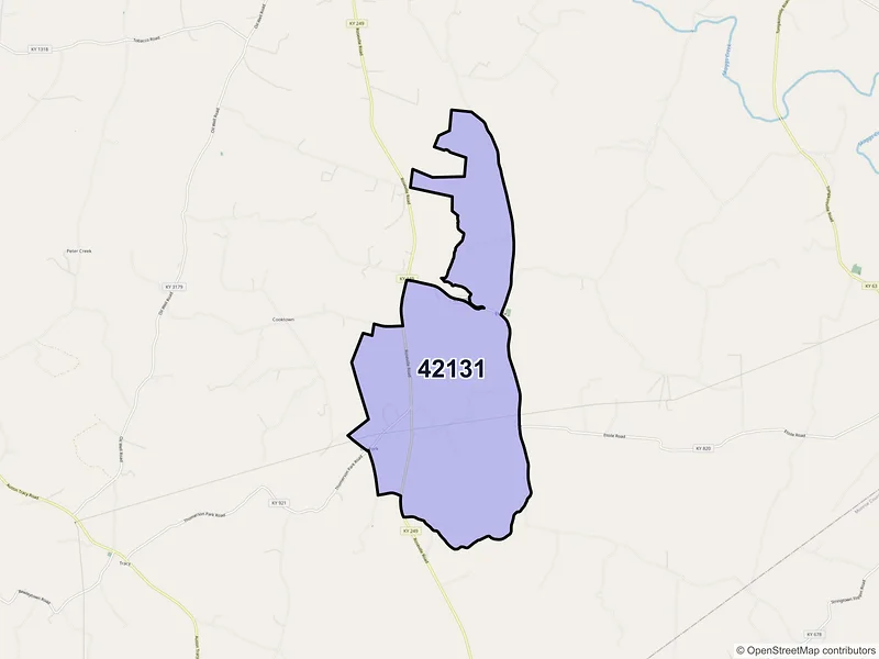 Map of Etoile, Kentucky and ZIP codes