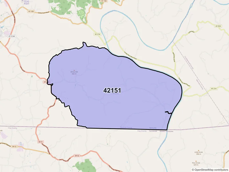 Map of Hestand, Kentucky and ZIP codes