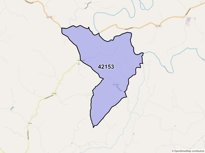 Map of ZIP Code 42153 — Holland, KY