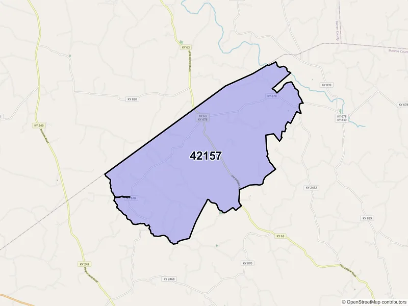 Map of ZIP Code 42157 — Mount Hermon, KY