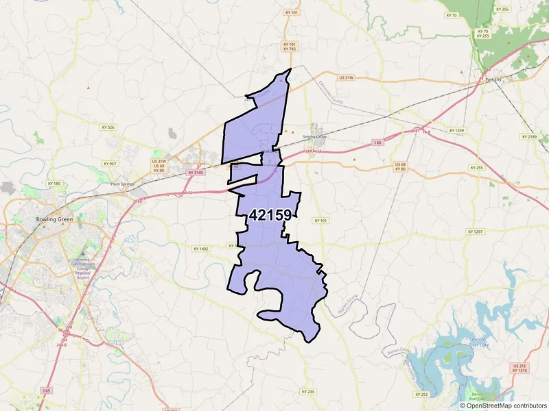 Map of ZIP Code 42159 — Oakland, KY