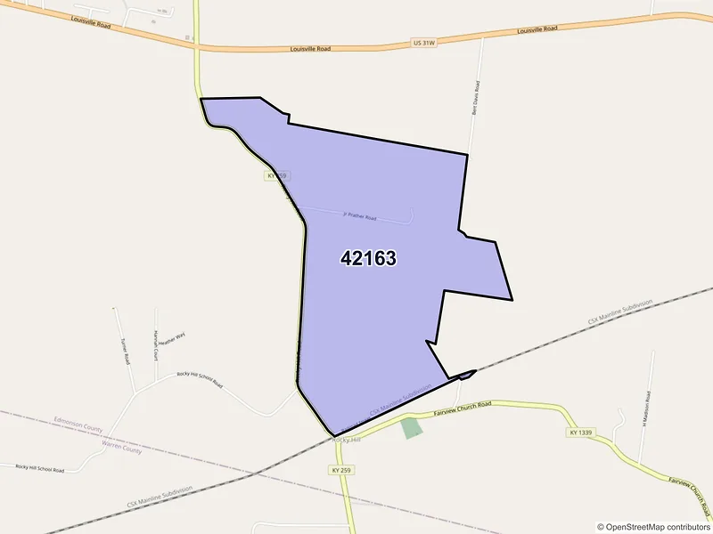 Map of Rocky Hill, Kentucky and ZIP codes