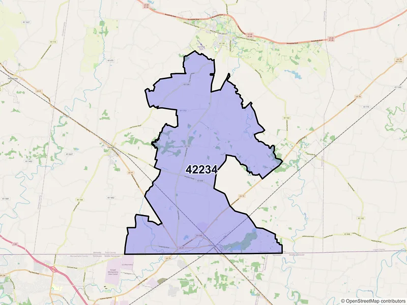 Map of ZIP Code 42234 — Guthrie, KY