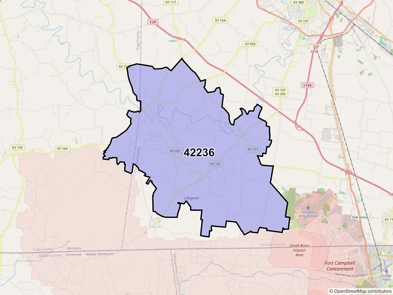 Map of ZIP Code 42236 — Herndon, KY