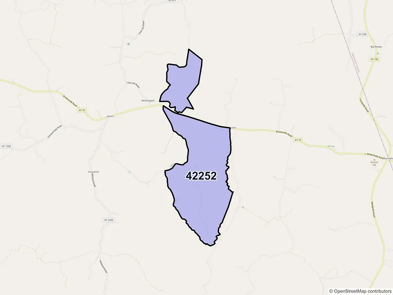 Map of ZIP Code 42252 — Jetson, KY