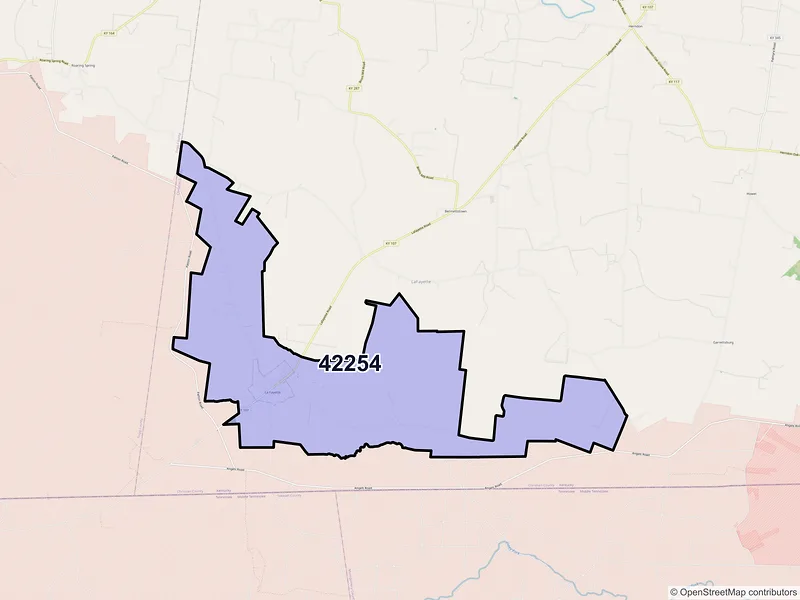 Map of ZIP Code 42254 — La Fayette, KY
