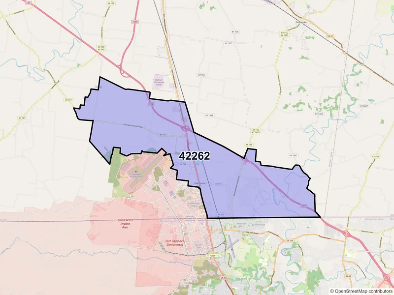 Map of ZIP Code 42262 — Oak Grove, KY
