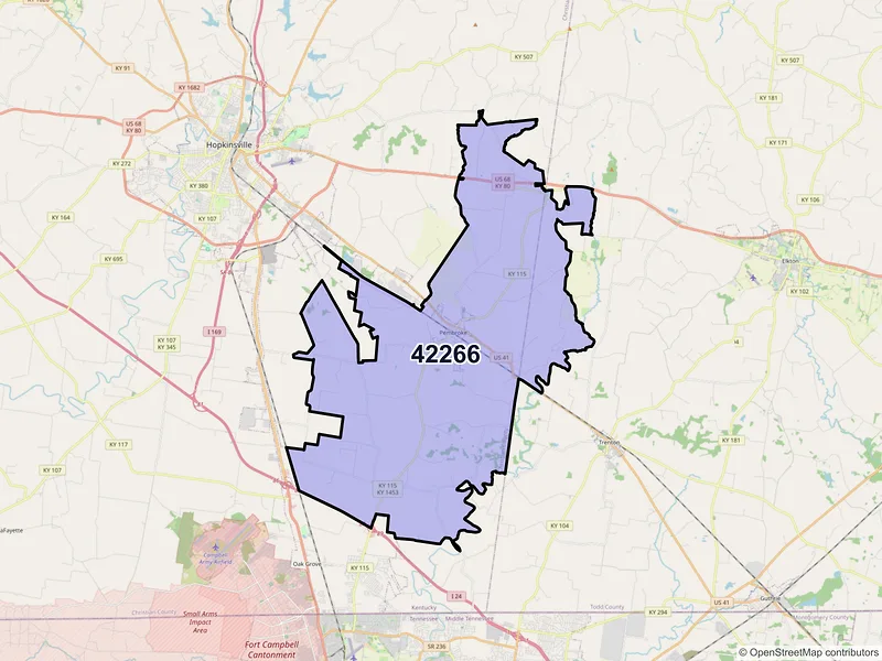 Map of Pembroke, Kentucky and ZIP codes