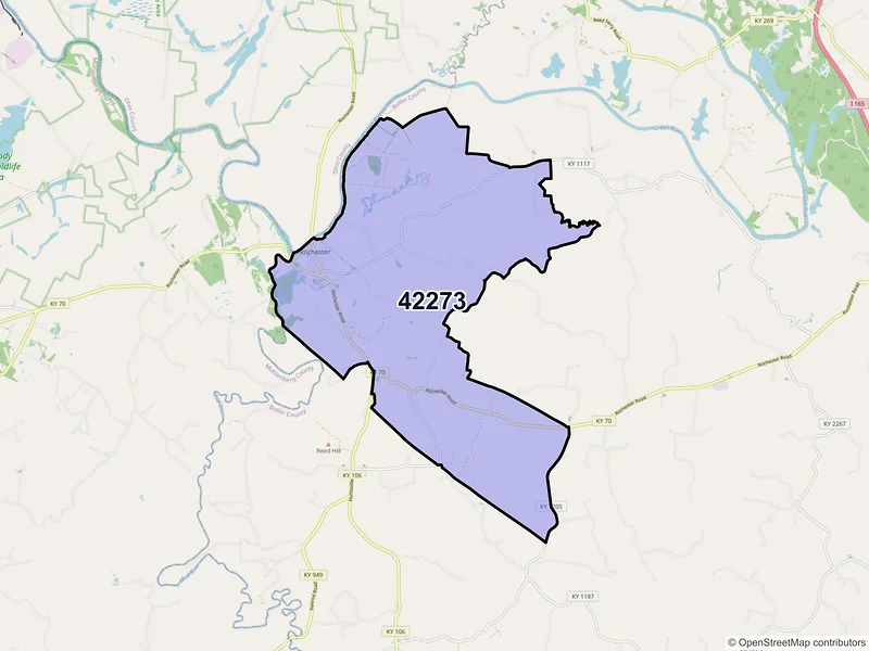 Map of ZIP Code 42273 — Rochester, KY
