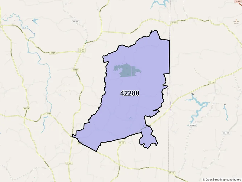 Map of Sharon Grove, Kentucky and ZIP codes