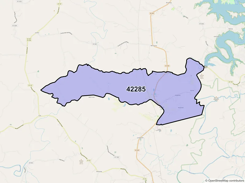 Map of ZIP Code 42285 — Sweeden, KY