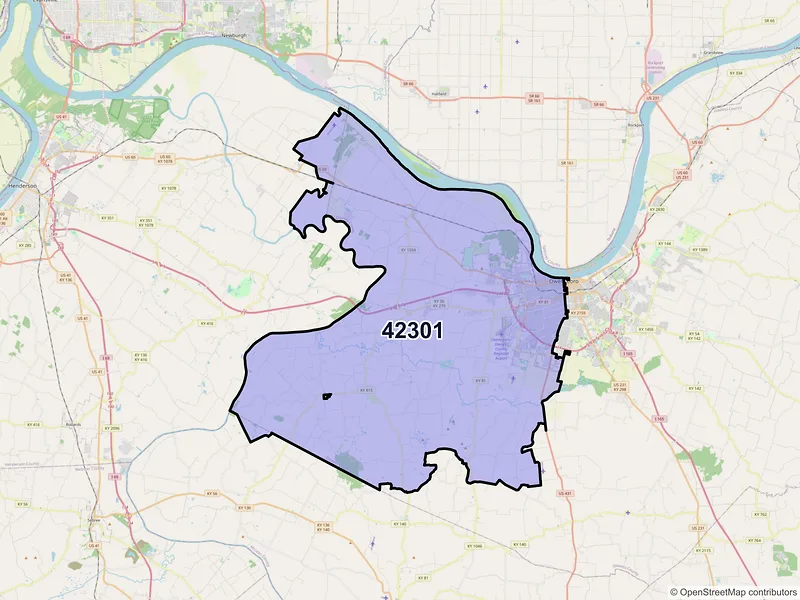 Map of ZIP Code 42301 — Owensboro, KY