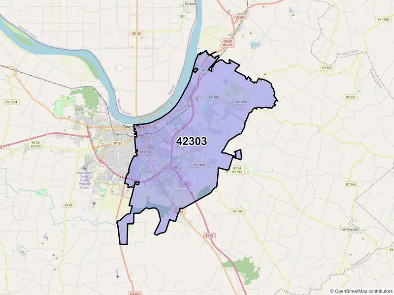 Map of ZIP Code 42303 — Owensboro, KY