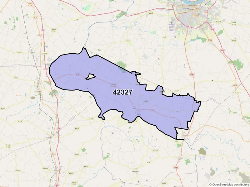 Map of ZIP Code 42327 — Calhoun, KY