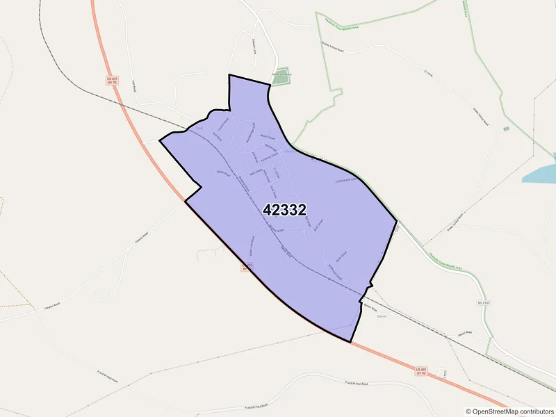 Map of Cleaton, Kentucky and ZIP codes