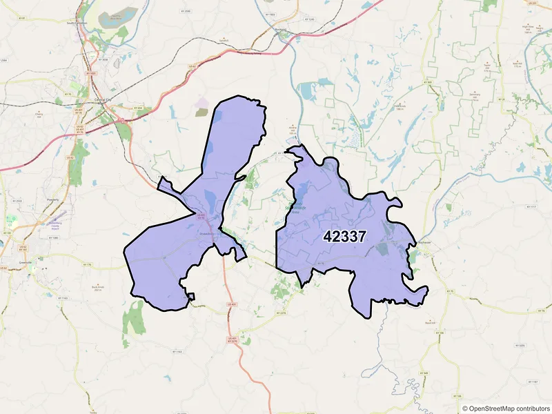 Map of ZIP Code 42337 — Drakesboro, KY