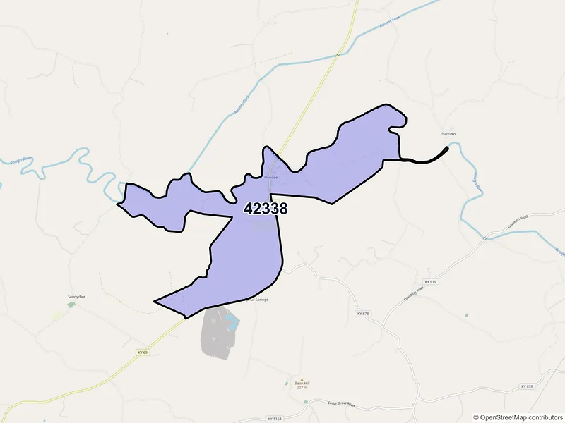 Map of ZIP Code 42338 — Dundee, KY