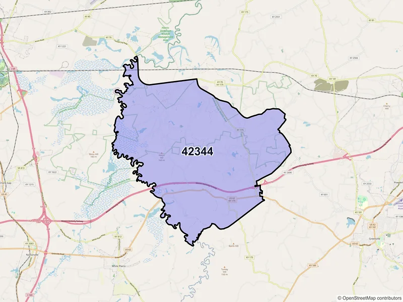 Map of ZIP Code 42344 — Graham, KY