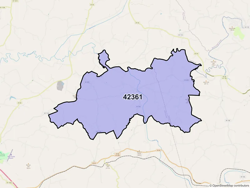 Map of ZIP Code 42361 — Olaton, KY
