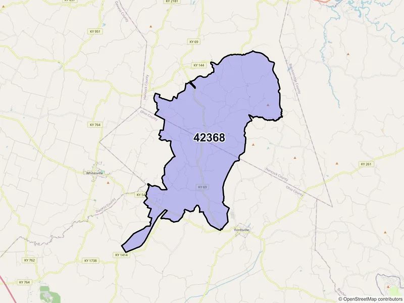 Map of Reynolds Station, Kentucky and ZIP codes