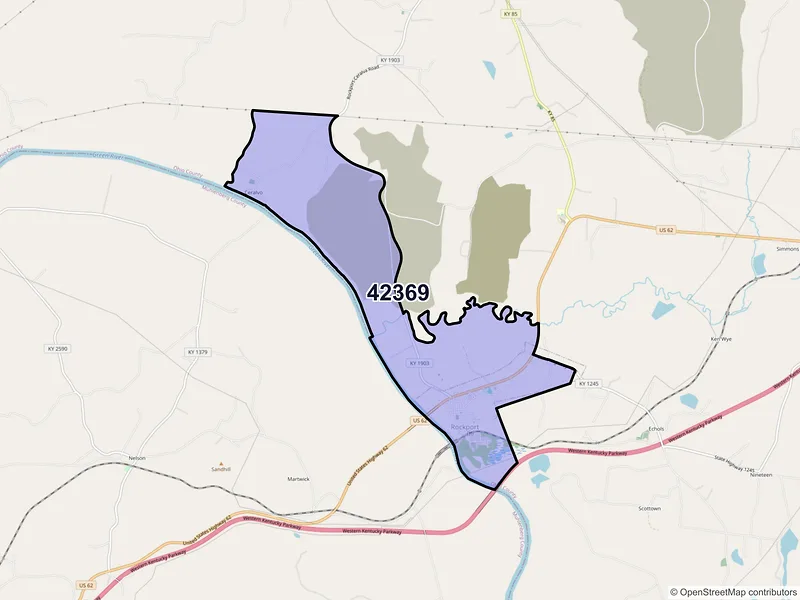 Map of Rockport, Kentucky and ZIP codes