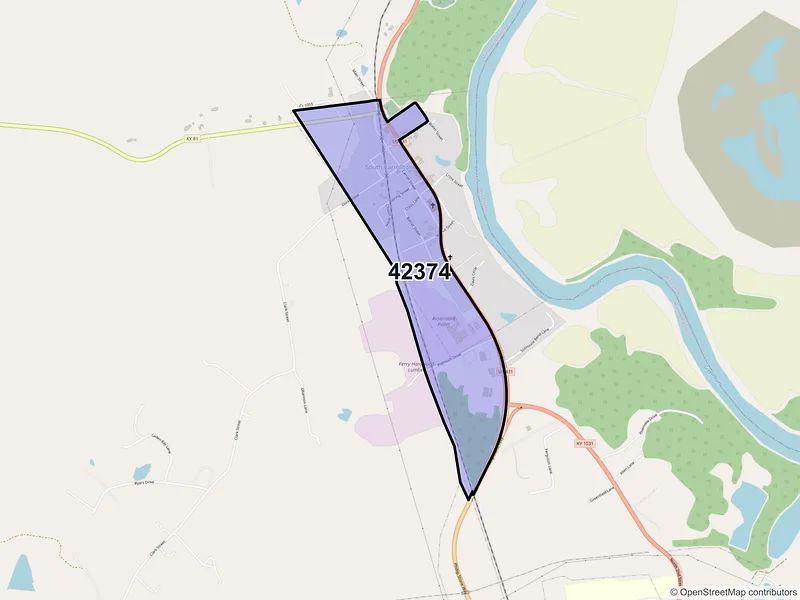 Map of South Carrollton, Kentucky and ZIP codes