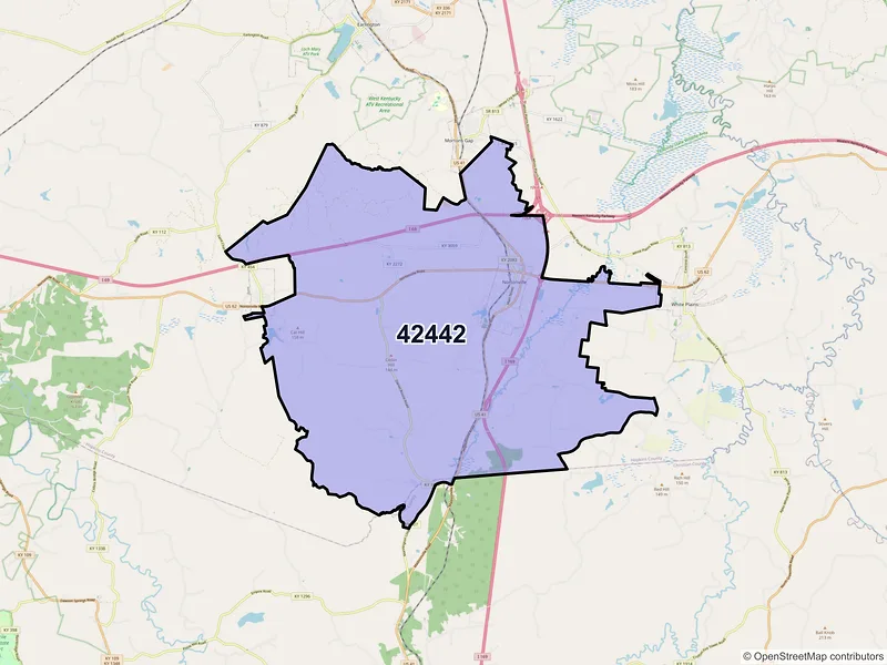 Map of Nortonville, Kentucky and ZIP codes