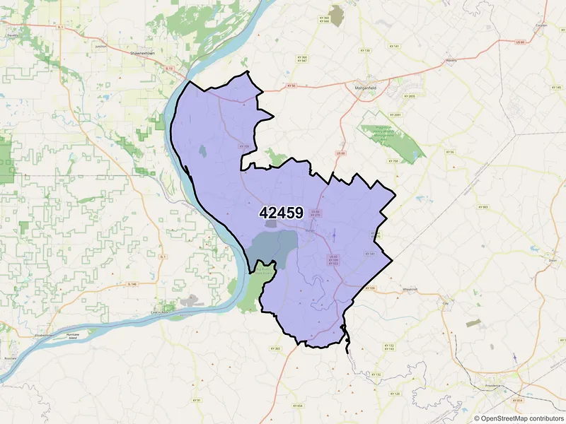 Map of ZIP Code 42459 — Sturgis, KY