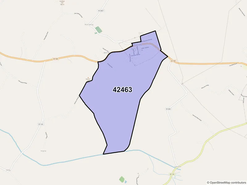 Map of Wheatcroft, Kentucky and ZIP codes
