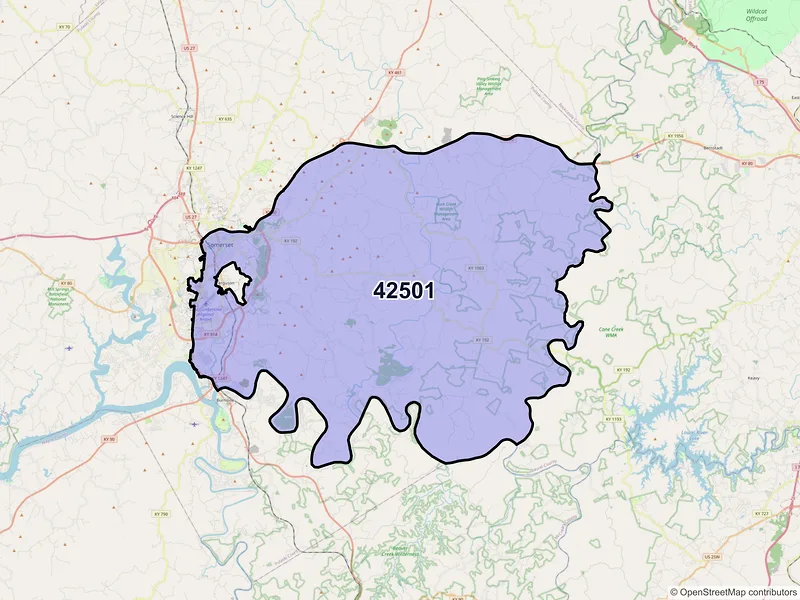 Map of ZIP Code 42501 — Somerset, KY