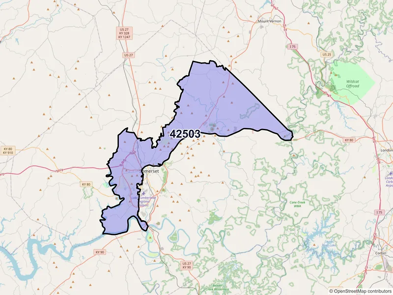 Map of ZIP Code 42503 — Somerset, KY