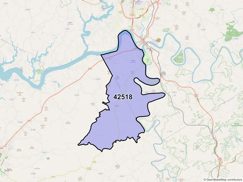 Map of ZIP Code 42518 — Bronston, KY