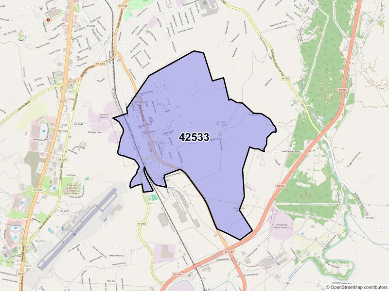 Map of ZIP Code 42533 — Ferguson, KY