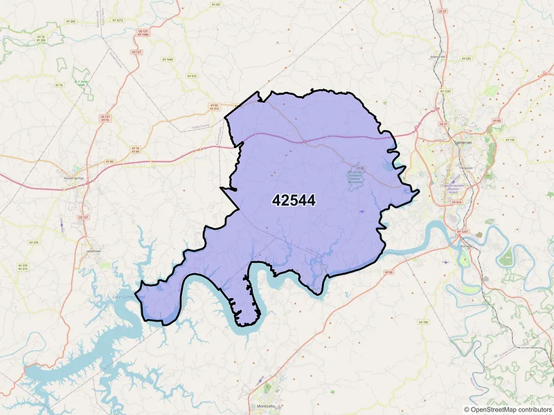 Map of ZIP Code 42544 — Nancy, KY