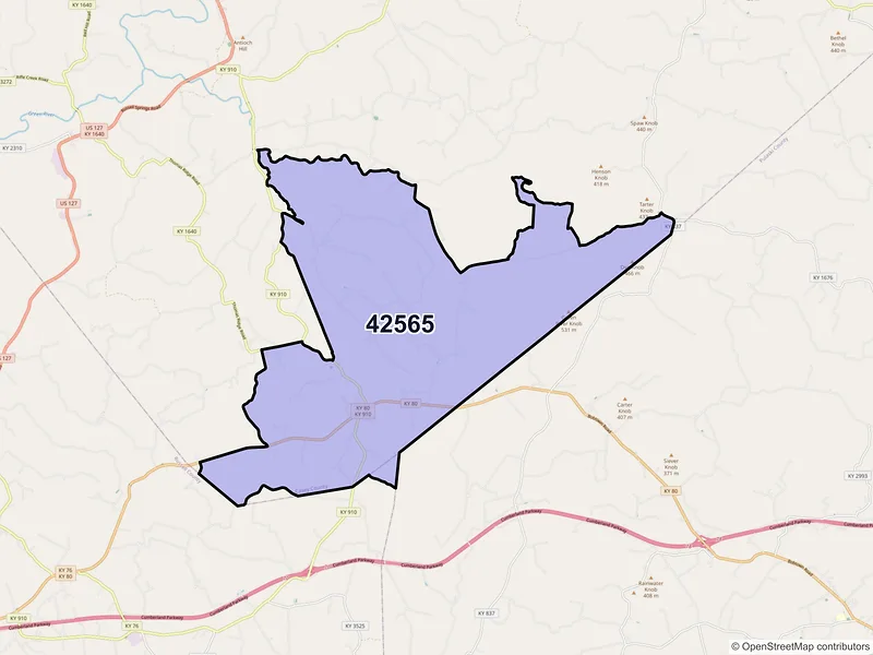 Map of ZIP Code 42565 — Windsor, KY