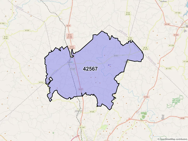 Map of ZIP Code 42567 — Eubank, KY