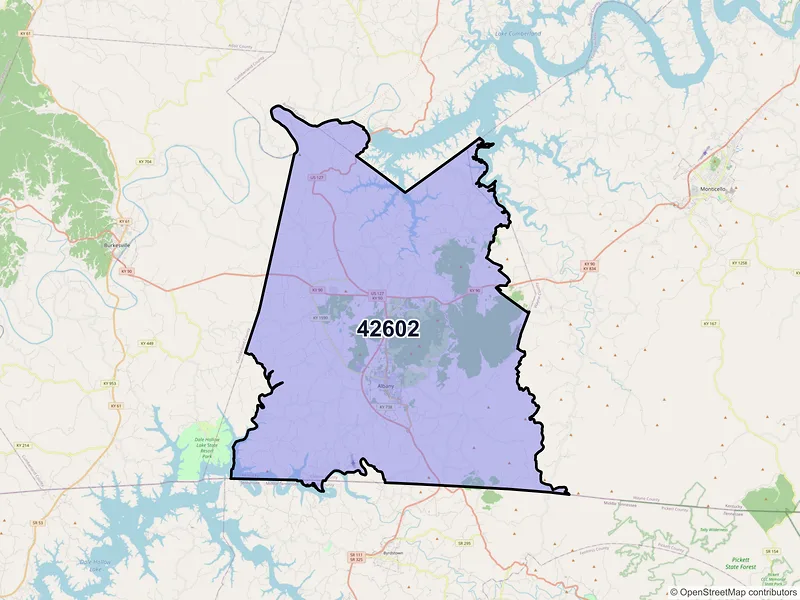 Map of ZIP Code 42602 — Albany, KY
