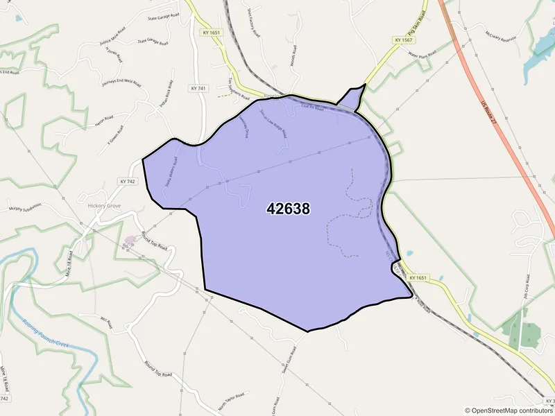 Map of Revelo, Kentucky and ZIP codes