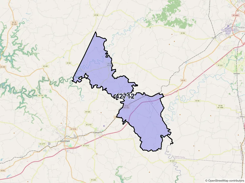 Map of Big Clifty, Kentucky and ZIP codes