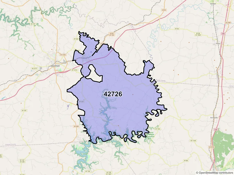 Map of ZIP Code 42726 — Clarkson, KY