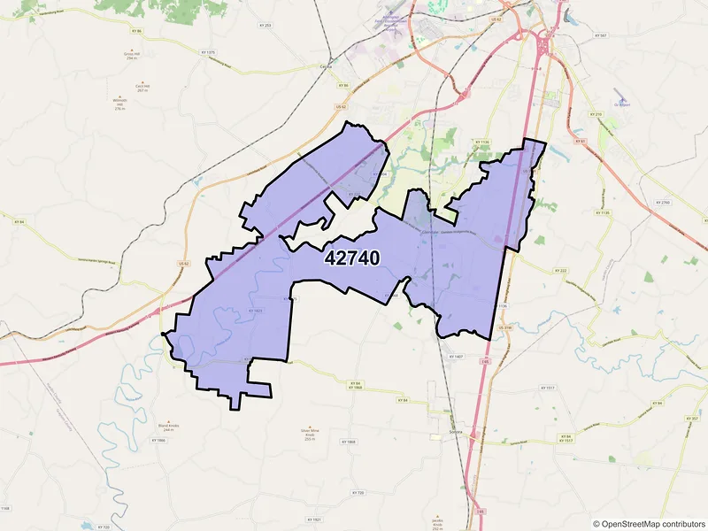 Map of ZIP Code 42740 — Glendale, KY