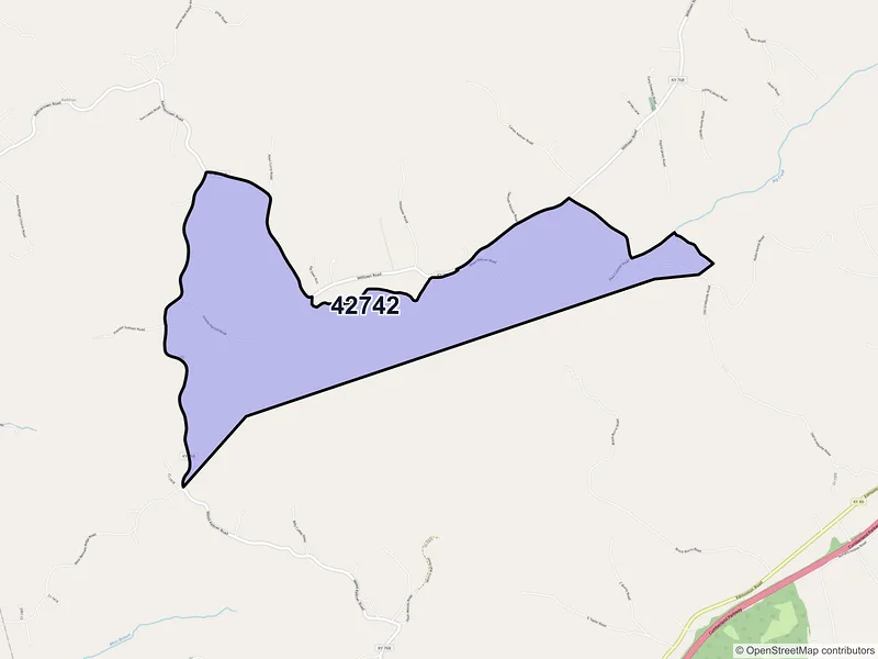 Map of ZIP Code 42742 — Gradyville, KY