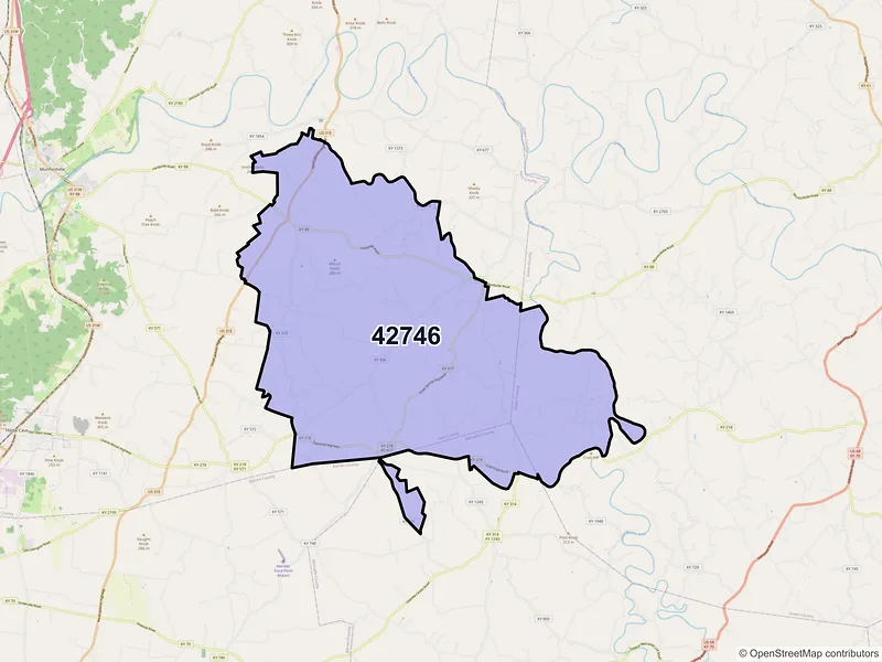 Map of ZIP Code 42746 — Hardyville, KY